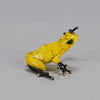 Chai - A vibrant limited edition bronze sculpture by Tim Cotterill of a yellow frog with its head raised, reaching out with its front leg, exhibiting very fine bright enamel colours and excellent tactile surface