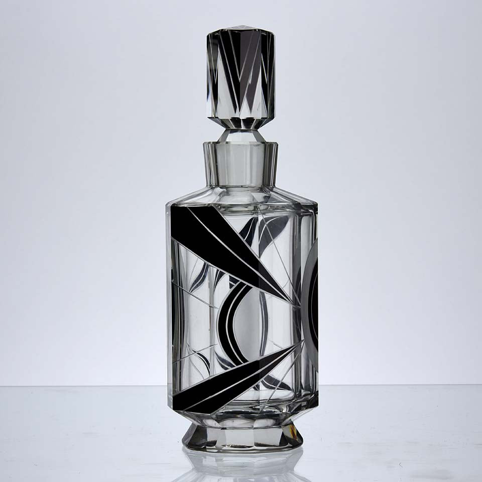 Art Deco Decanter Set Czech Glass