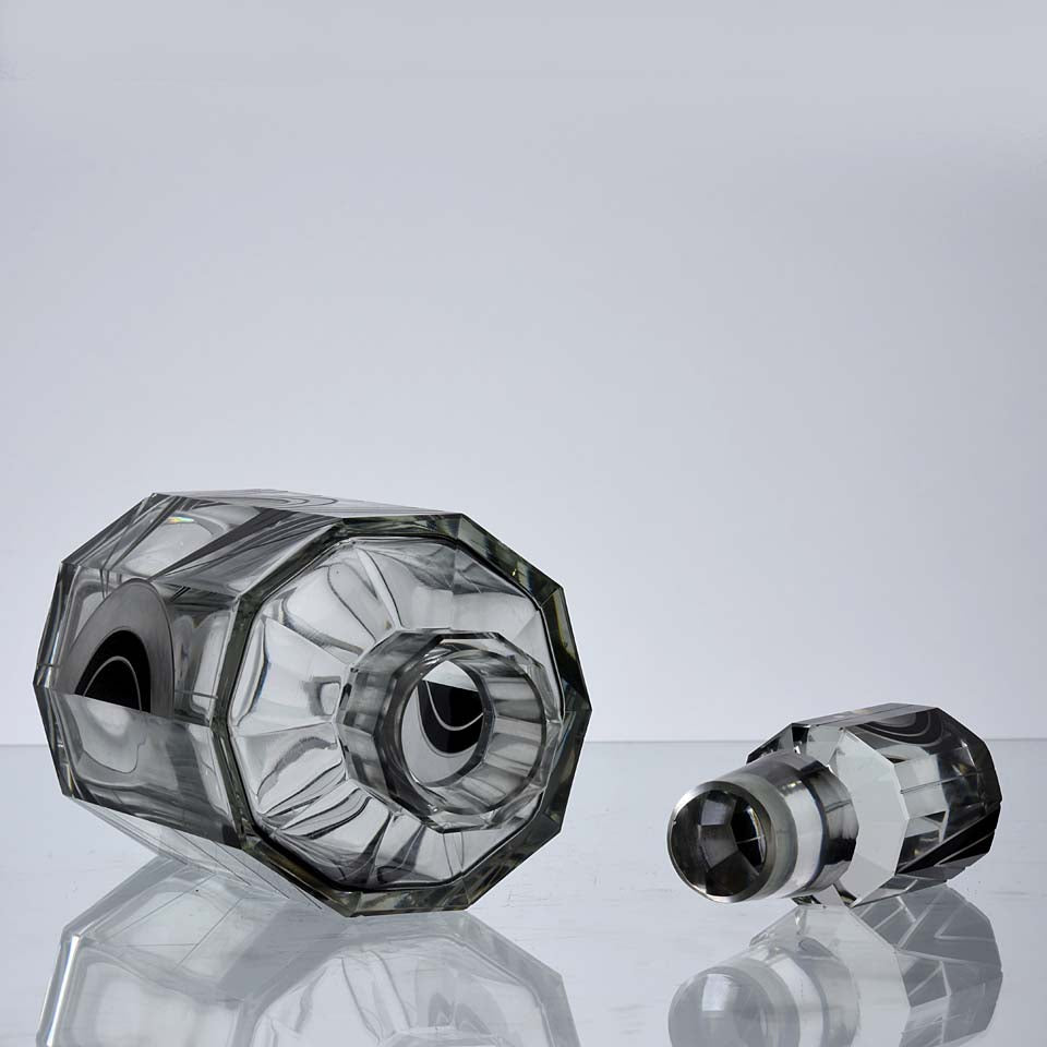 Art Deco Decanter Set Czech Glass