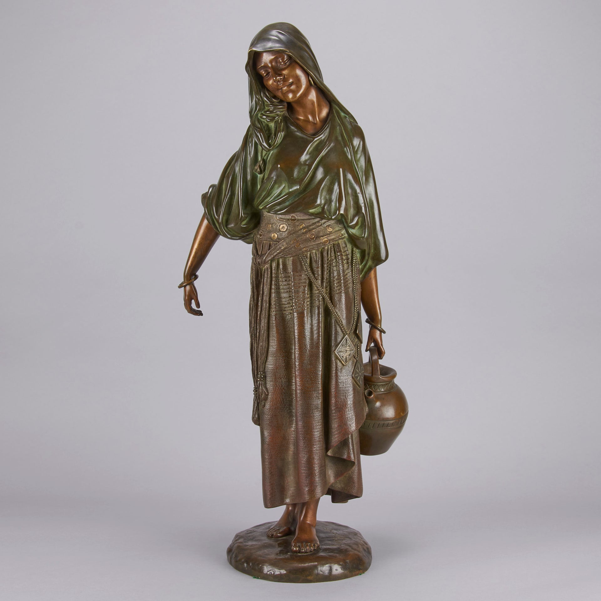 Chiparus Bronze Water Carrier - Antique Bronze Statues - Hickmet Fine Arts