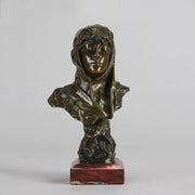 Dalila by Emmanuel Villanis a fantastic depiction of a young Deliah as a bronze bust. Covering her head with a hood