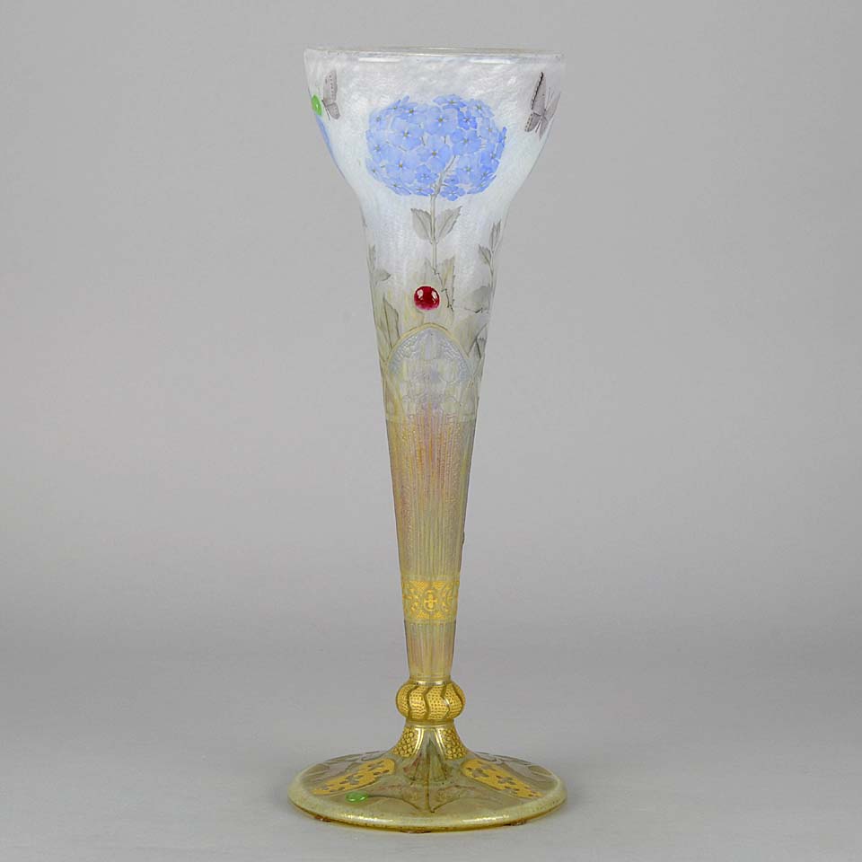 Hydrangea Butterfly Vase by Daum Freres