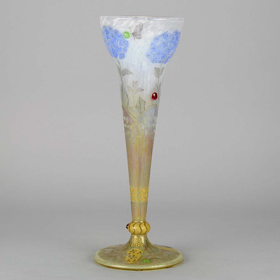 Hydrangea Butterfly Vase by Daum Freres
