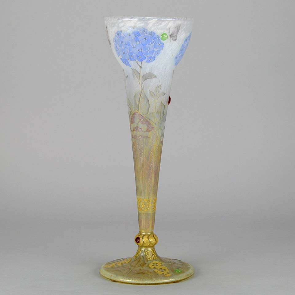 Hydrangea Butterfly Vase by Daum Freres