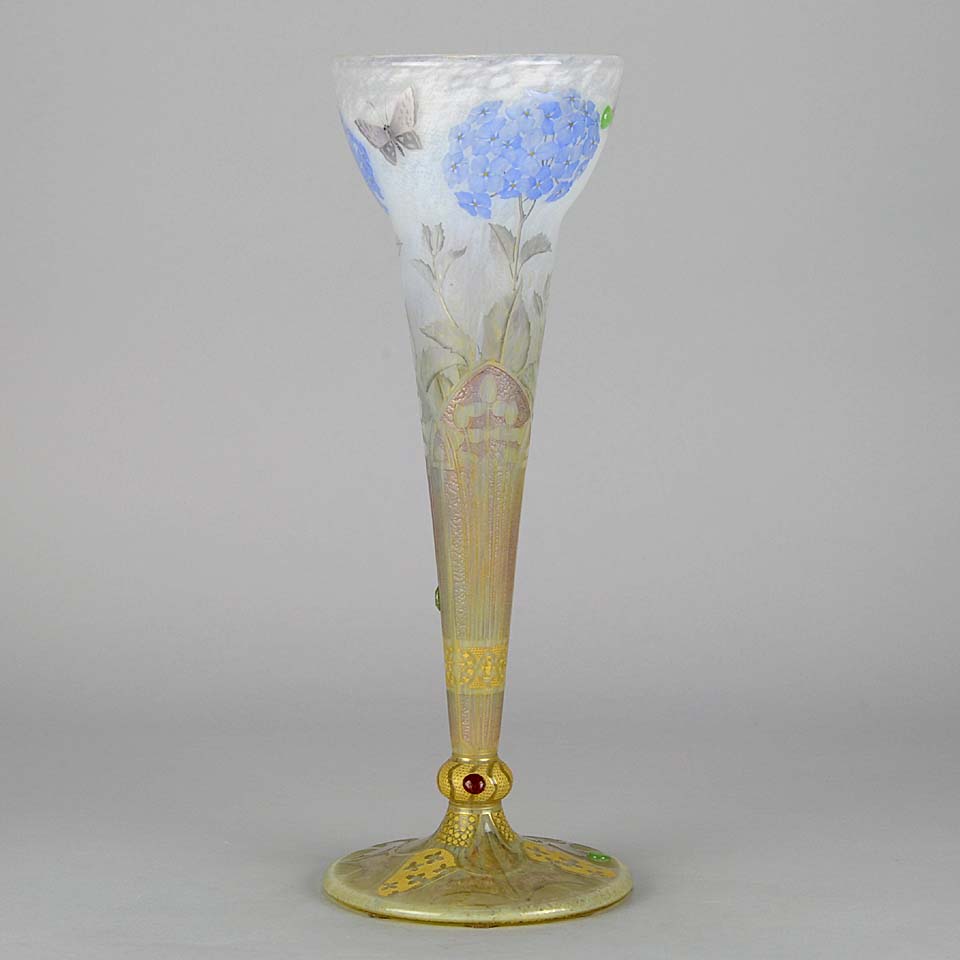 Hydrangea Butterfly Vase by Daum Freres
