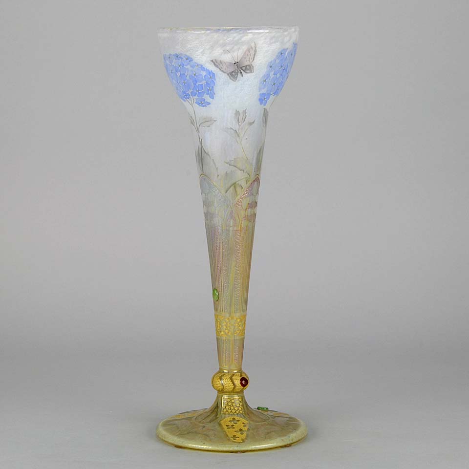 Hydrangea Butterfly Vase by Daum Freres