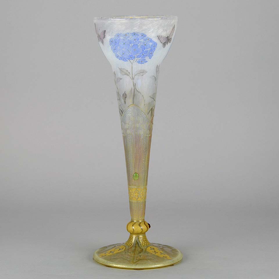 Hydrangea Butterfly Vase by Daum Freres