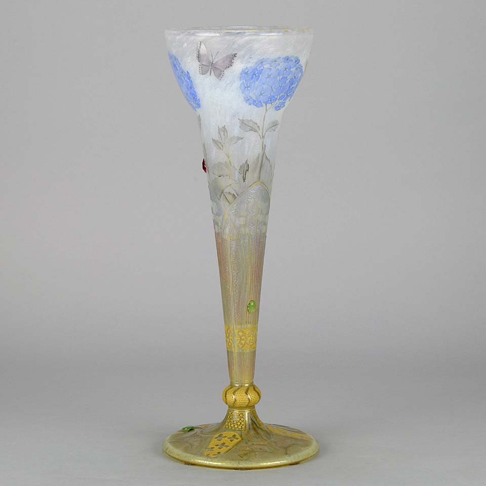 Hydrangea Butterfly Vase by Daum Freres