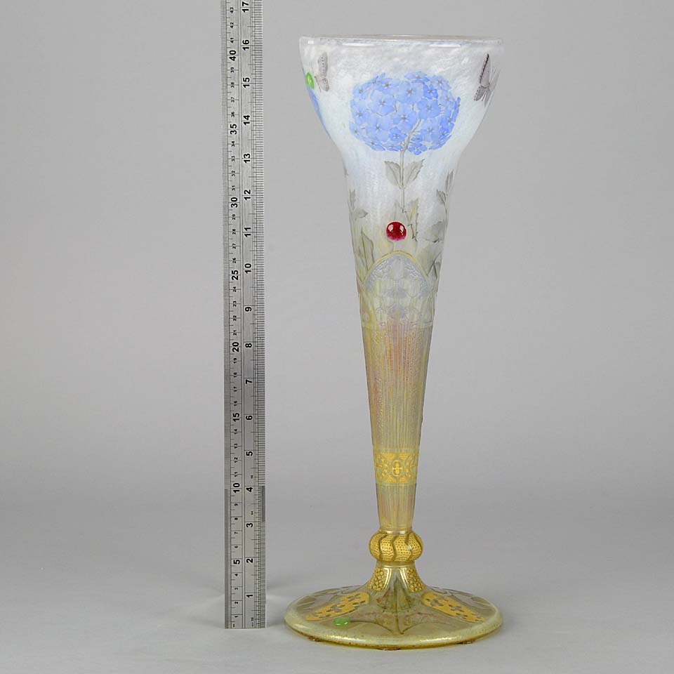 Hydrangea Butterfly Vase by Daum Freres