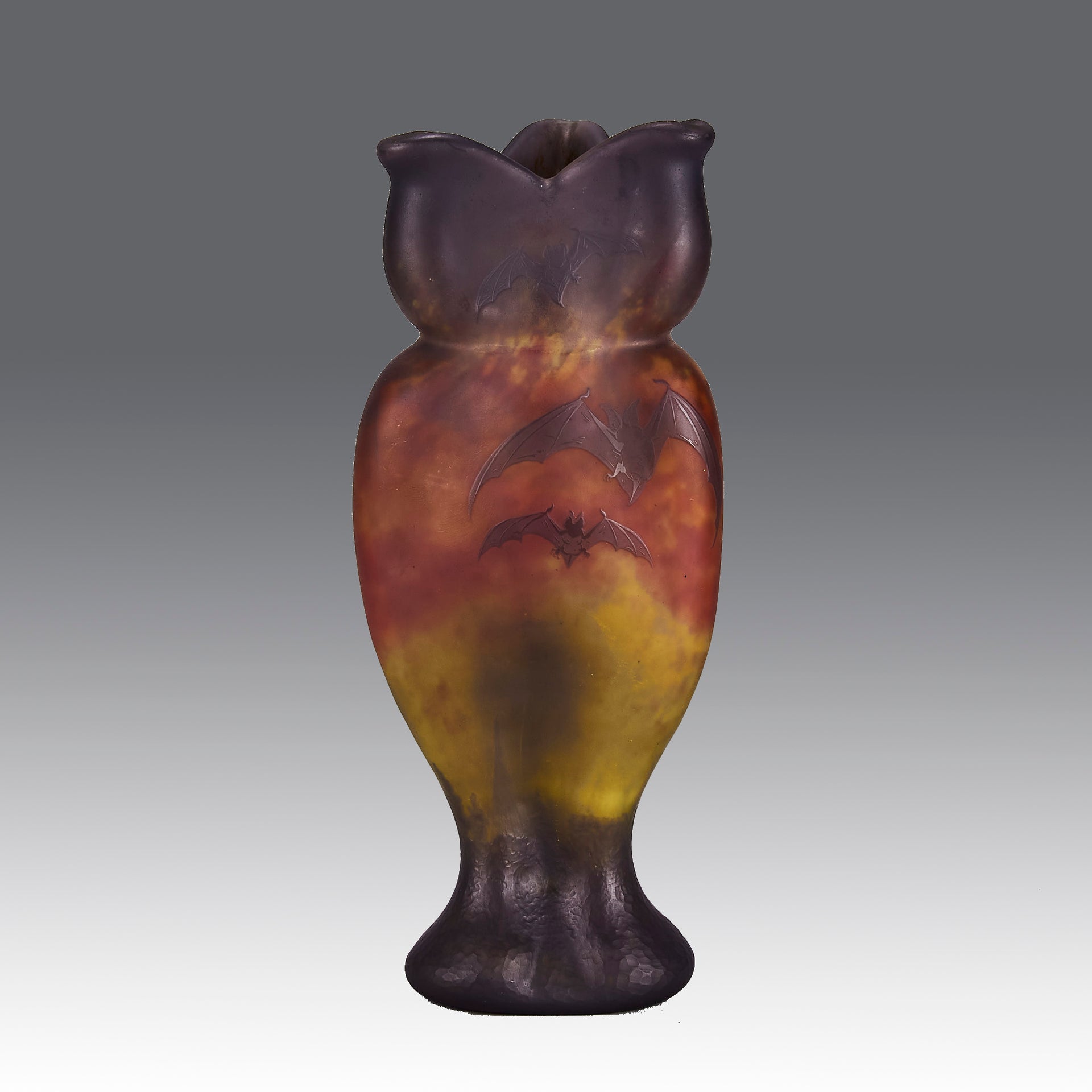 Daum Bat Vase - Rare Daum Vase - Art Nouveau Glass - Hickmet Fine Arts