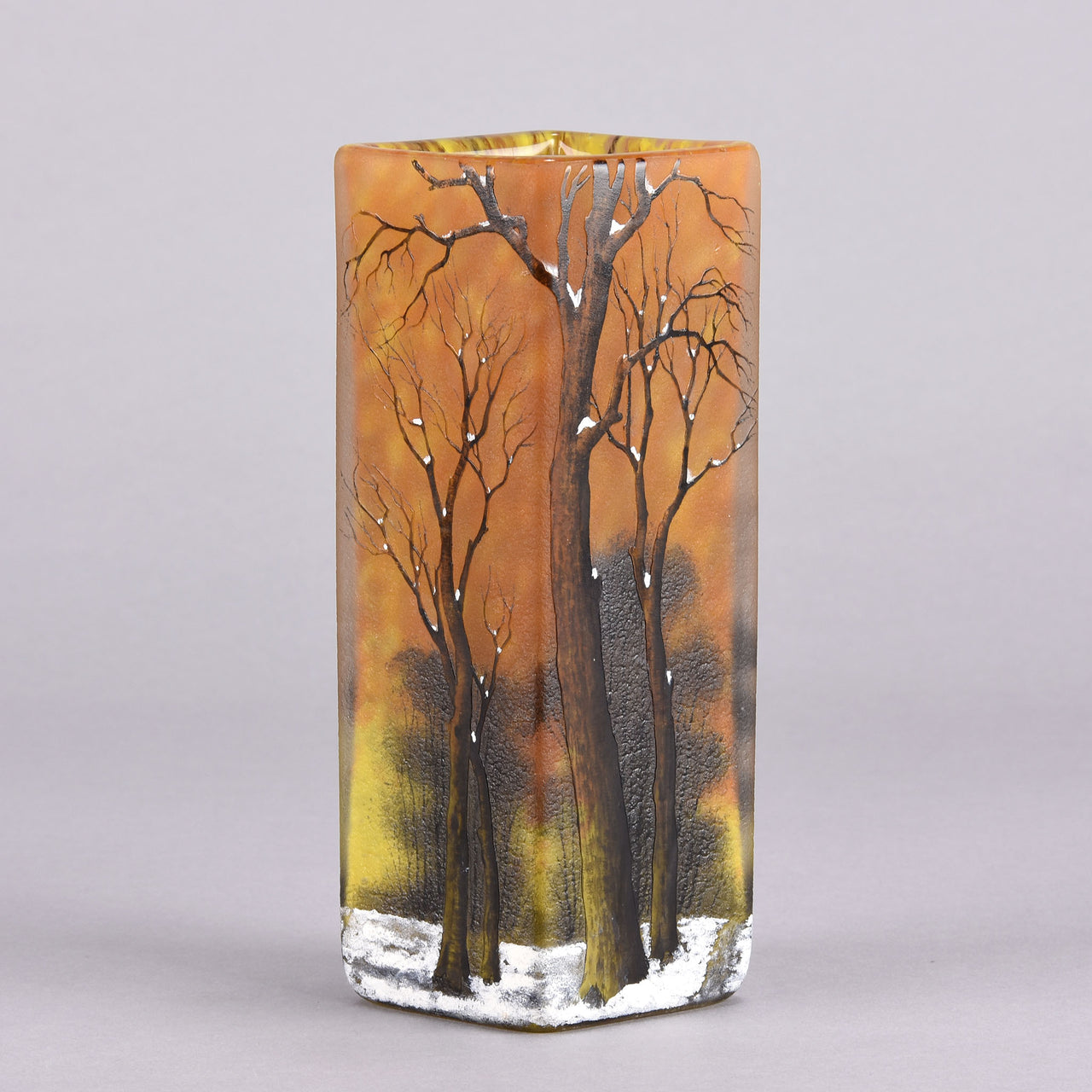 Daum Winter Vase - Art Nouveau Cameo Vase - Hickmet Fine Arts