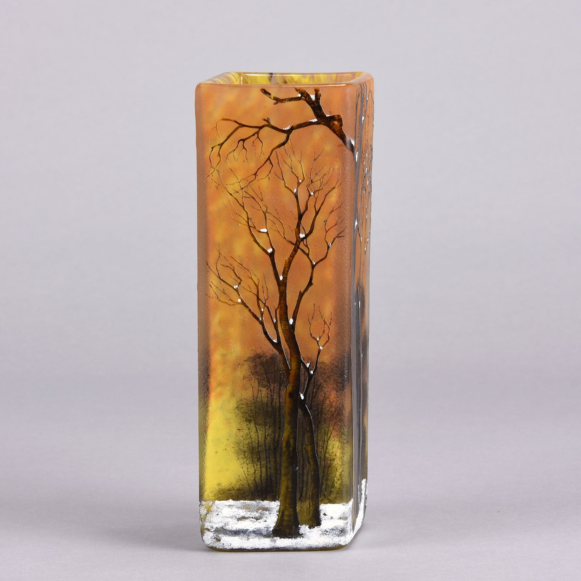 Daum Winter Vase - Art Nouveau Cameo Vase - Hickmet Fine Arts