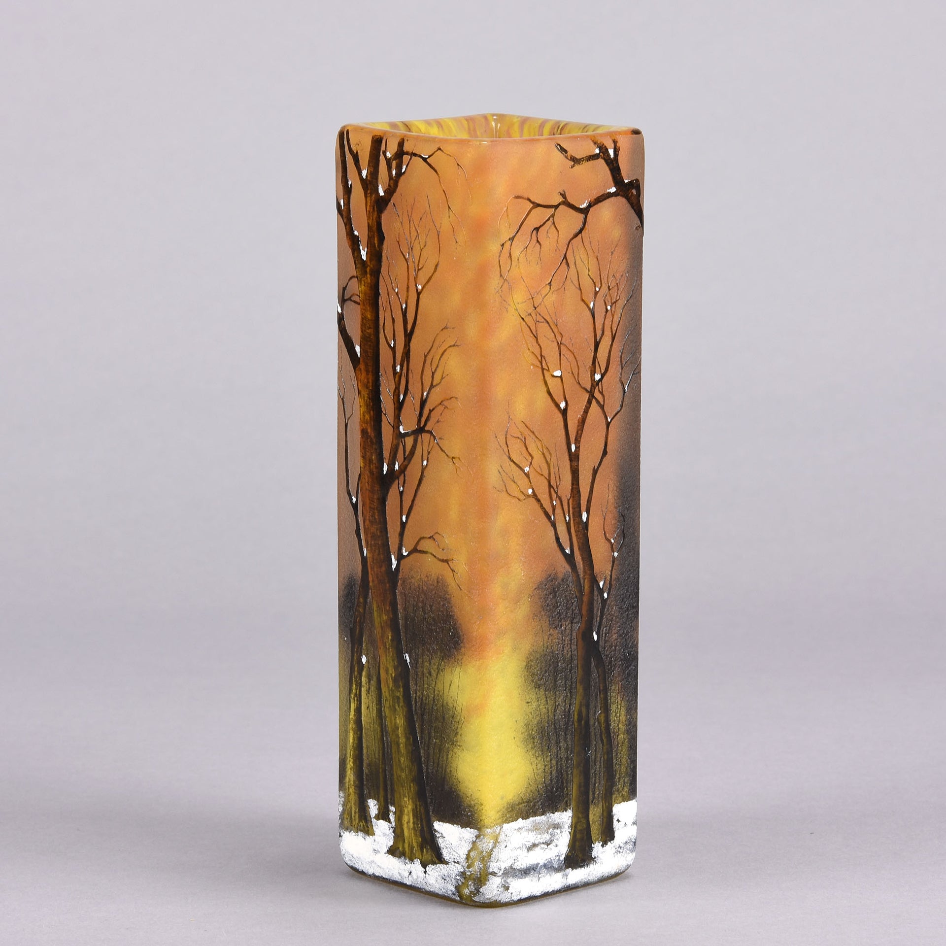 Daum Winter Vase - Art Nouveau Cameo Vase - Hickmet Fine Arts