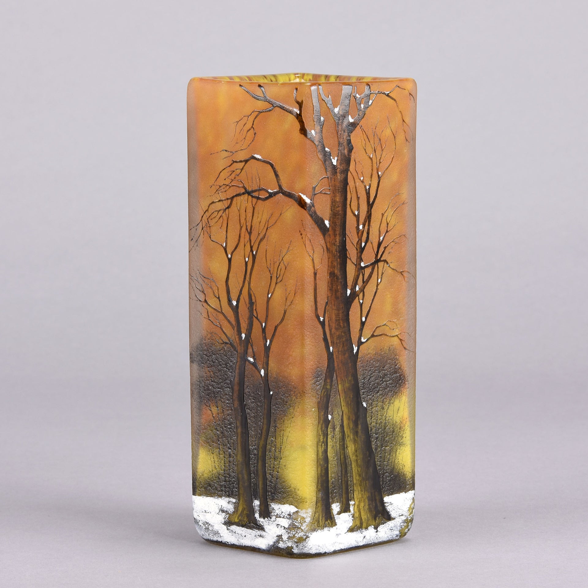 Daum Winter Vase - Art Nouveau Cameo Vase - Hickmet Fine Arts