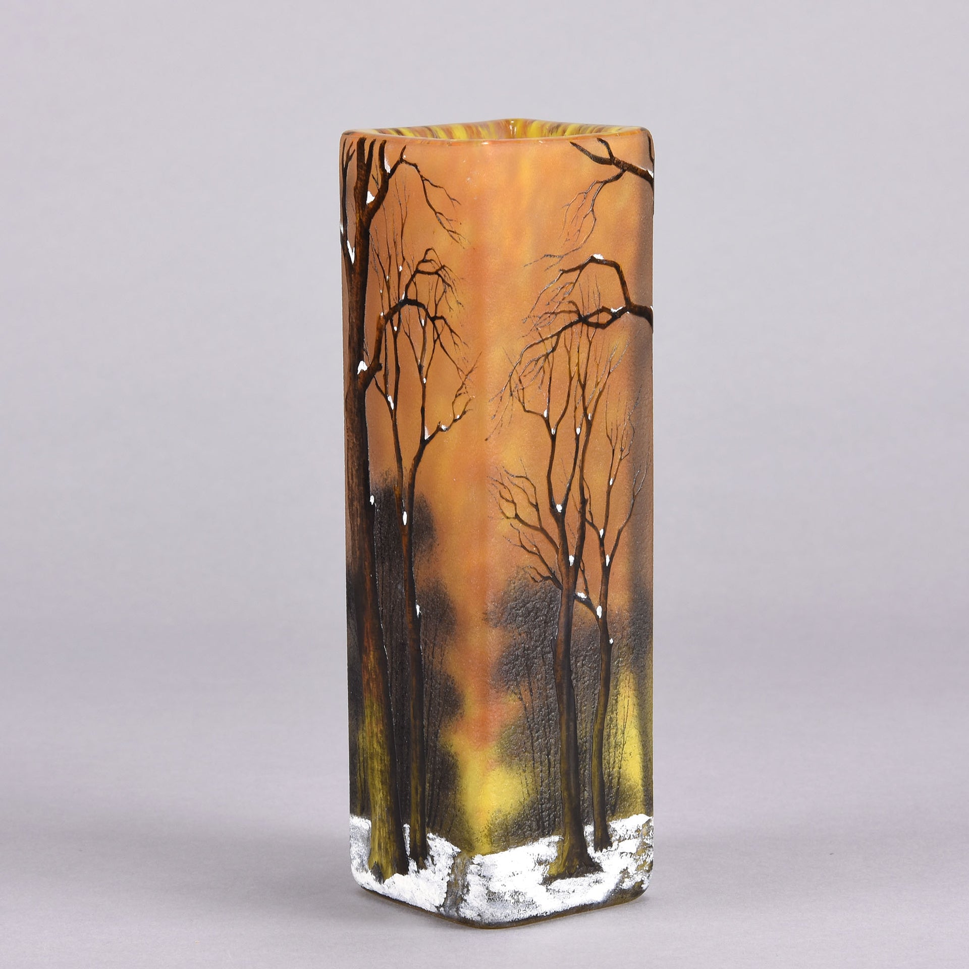 Daum Winter Vase - Art Nouveau Cameo Vase - Hickmet Fine Arts