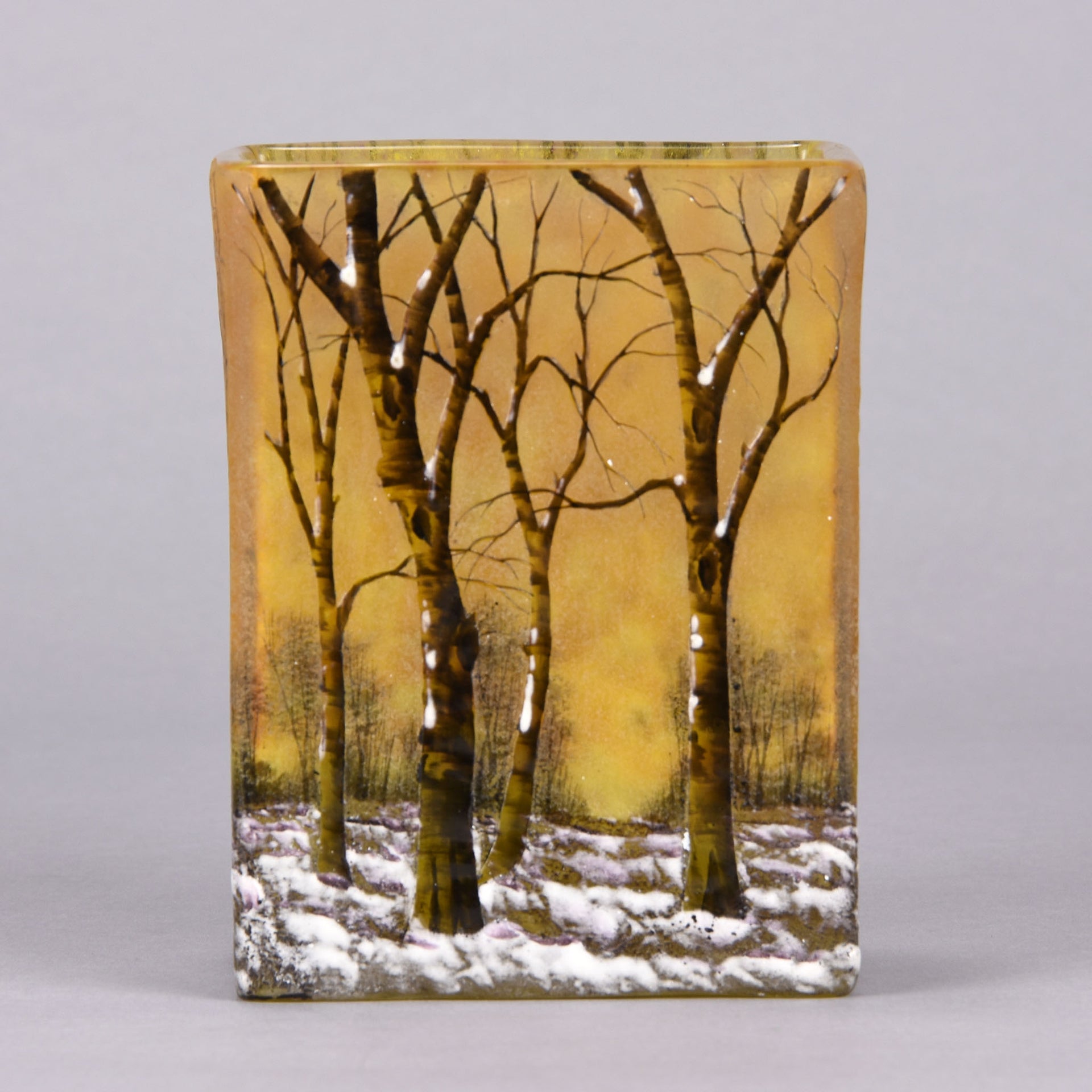 Daum Winter Vase - Art Nouveau Cameo Vase - Daum Frères Glass - Art Nouveau Glass - Hickmet Fine Arts