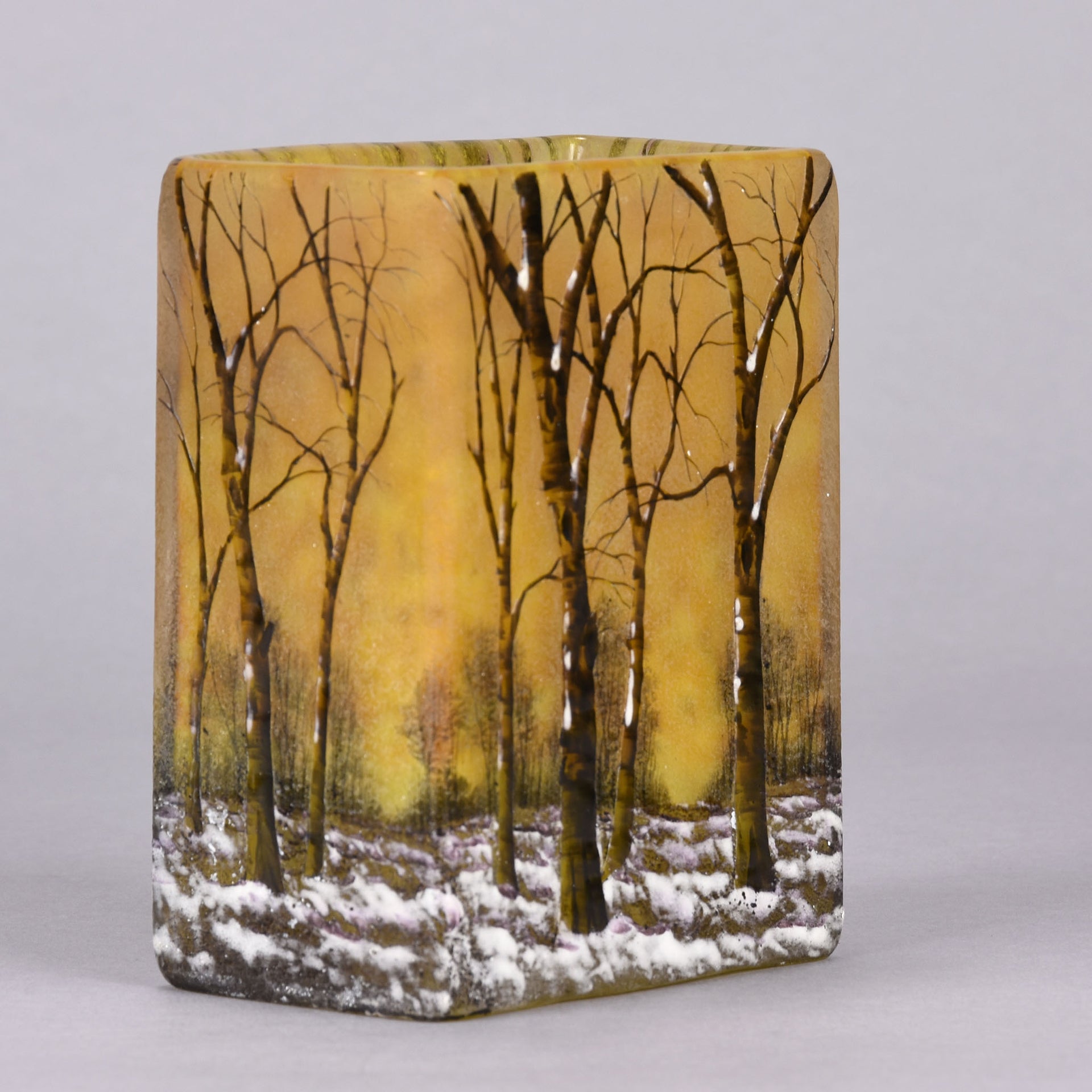 Daum Winter Vase - Art Nouveau Cameo Vase - Daum Frères Glass - Art Nouveau Glass - Hickmet Fine Arts