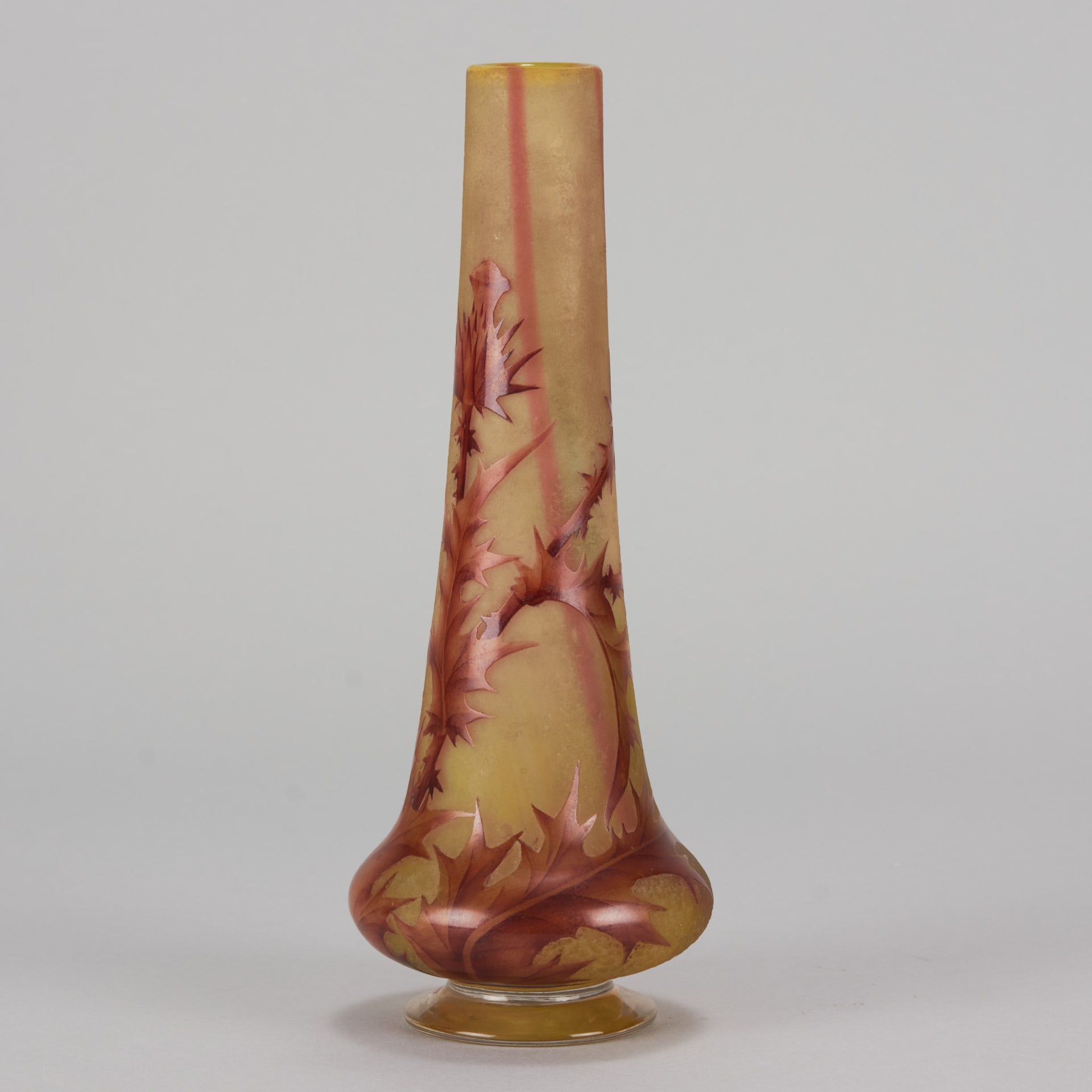 Daum Thistle Vase - Art Nouveau Cameo Vase - Daum Freres Glass - Art Nouveau Glass - Hickmet Fine Arts