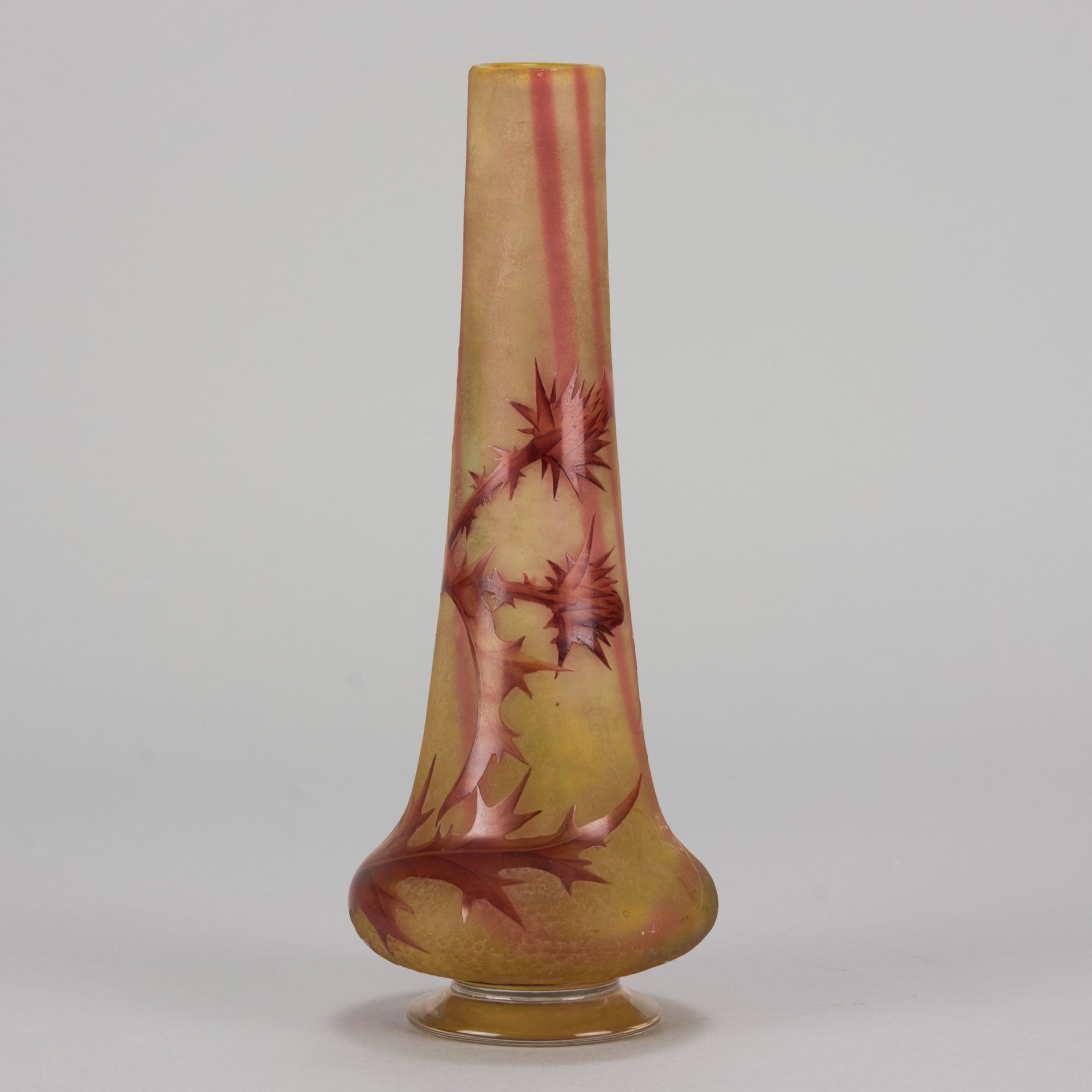 Daum Thistle Vase - Art Nouveau Cameo Vase - Daum Freres Glass - Art Nouveau Glass - Hickmet Fine Arts