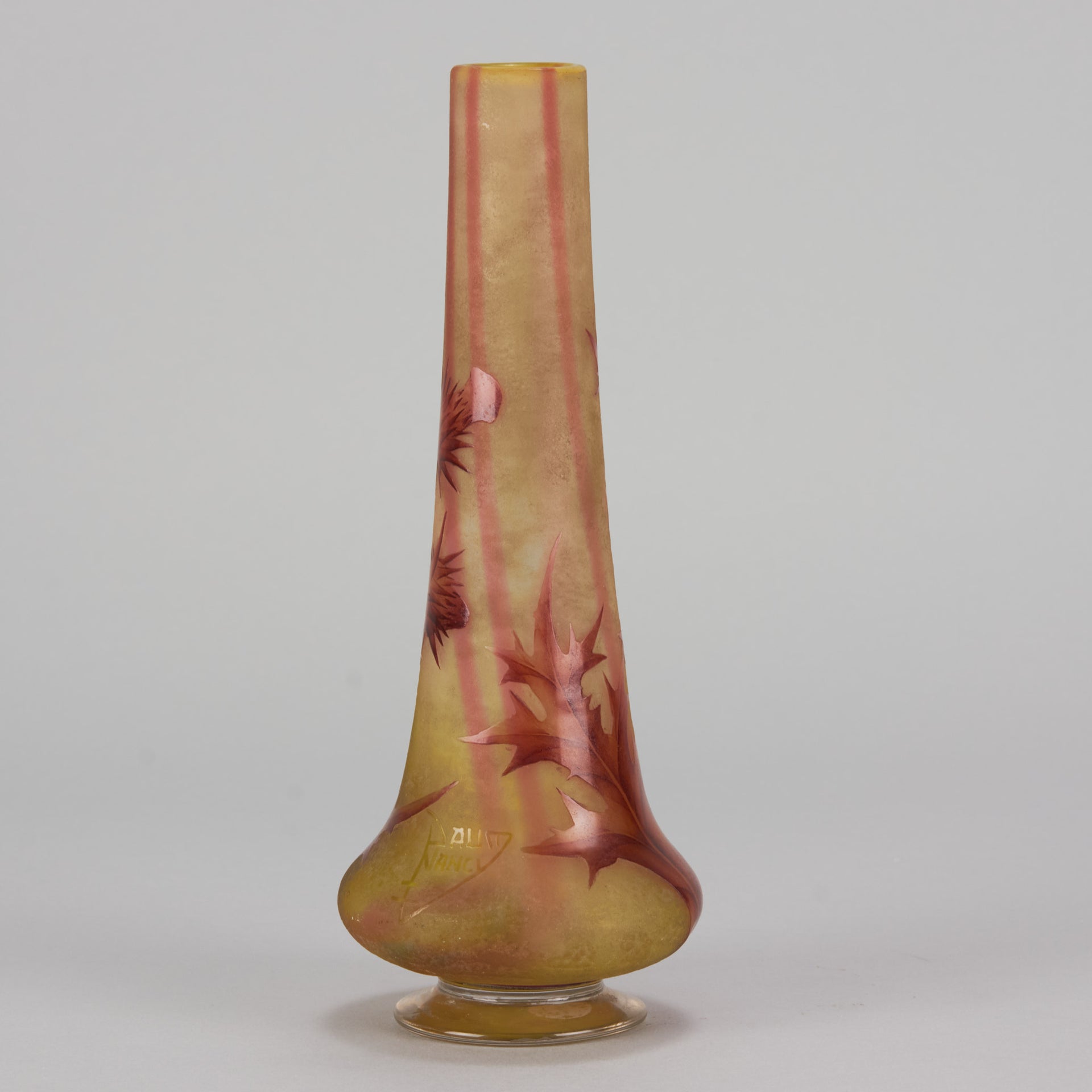 Daum Thistle Vase - Art Nouveau Cameo Vase - Daum Freres Glass - Art Nouveau Glass - Hickmet Fine Arts