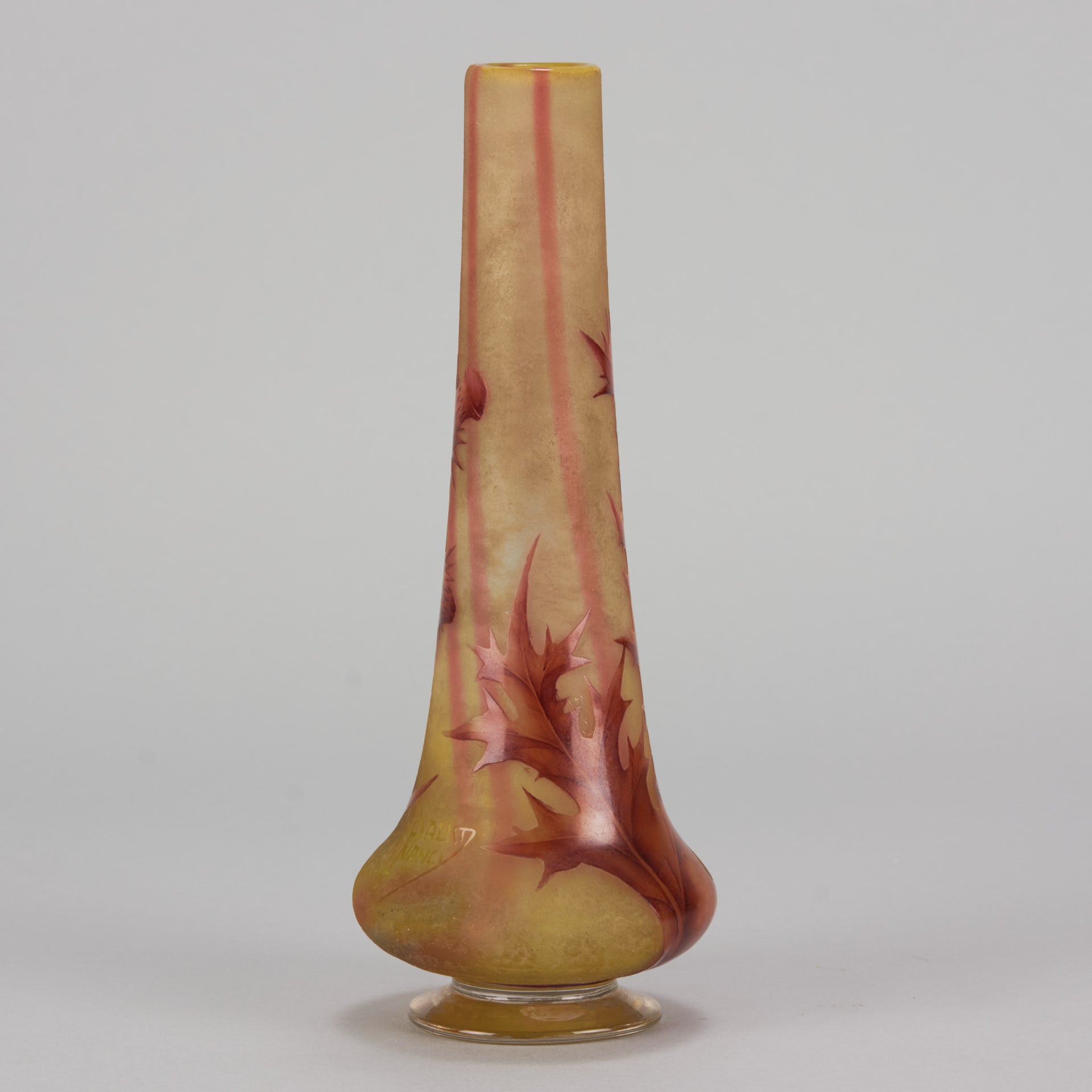 Daum Thistle Vase - Art Nouveau Cameo Vase - Daum Freres Glass - Art Nouveau Glass - Hickmet Fine Arts