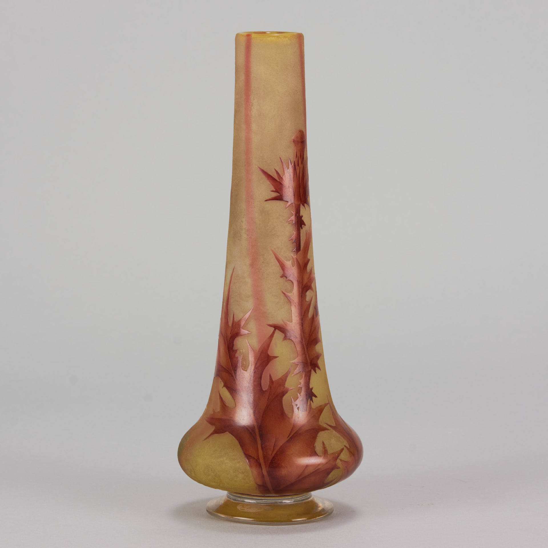 Daum Thistle Vase - Art Nouveau Cameo Vase - Daum Freres Glass - Art Nouveau Glass - Hickmet Fine Arts