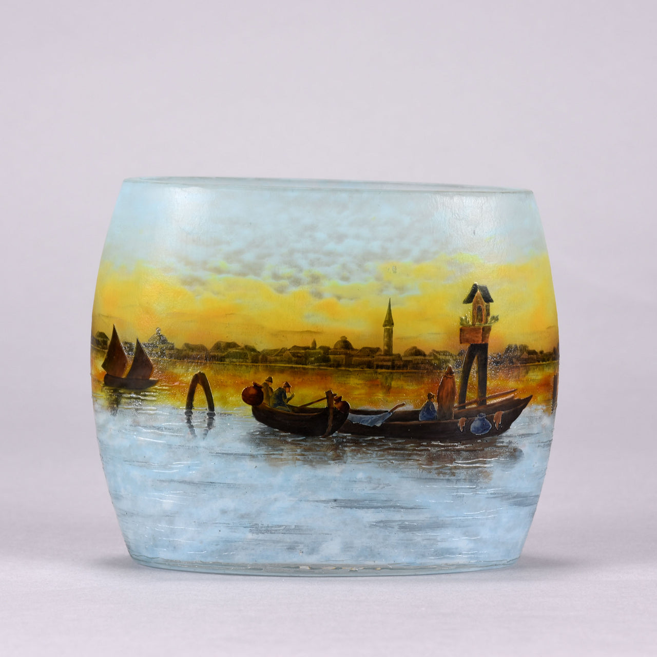 Daum Venetian Landscape - Art Nouveau Cameo Vase - Hickmet Fine Arts