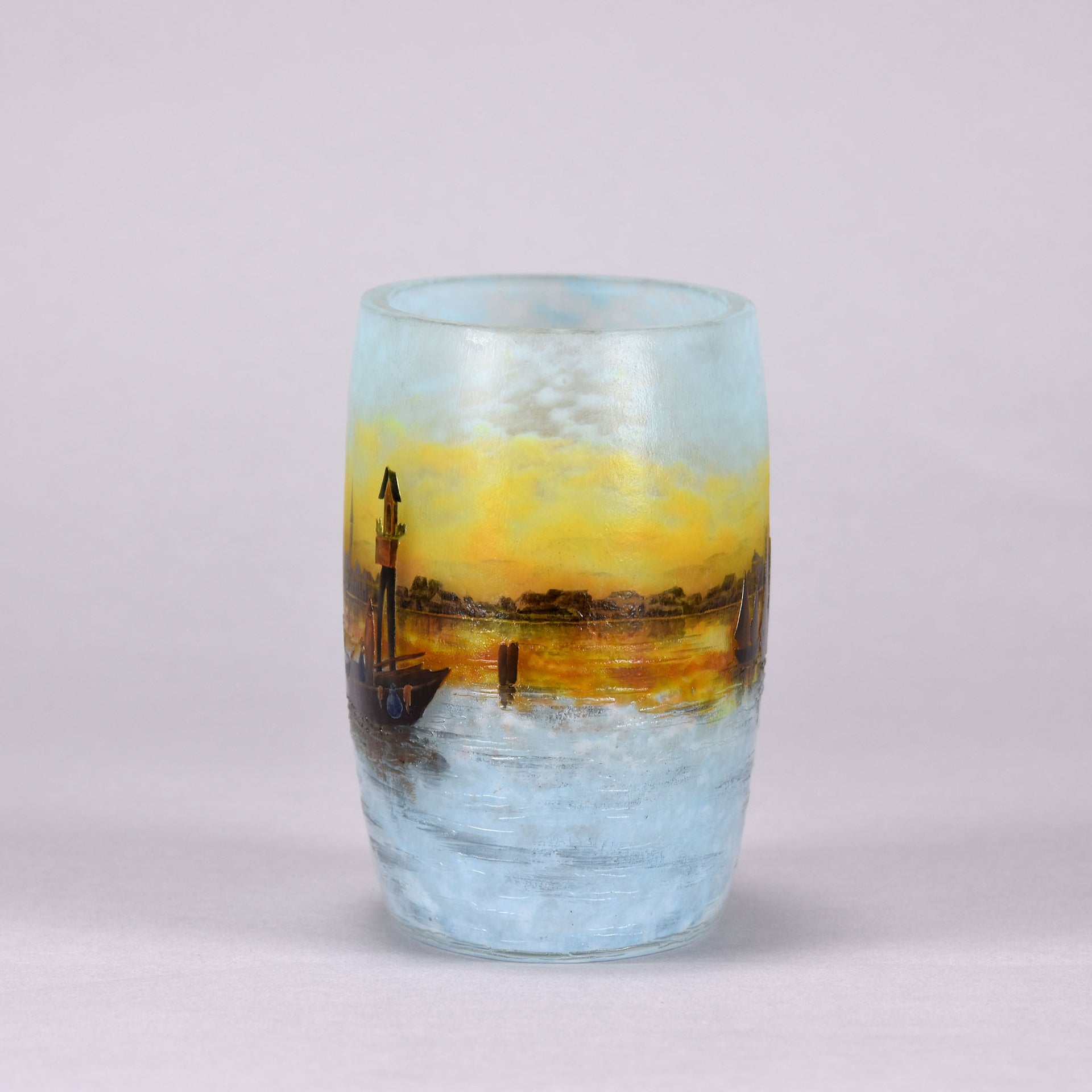 Daum Venetian Landscape - Art Nouveau Cameo Vase - Hickmet Fine Arts