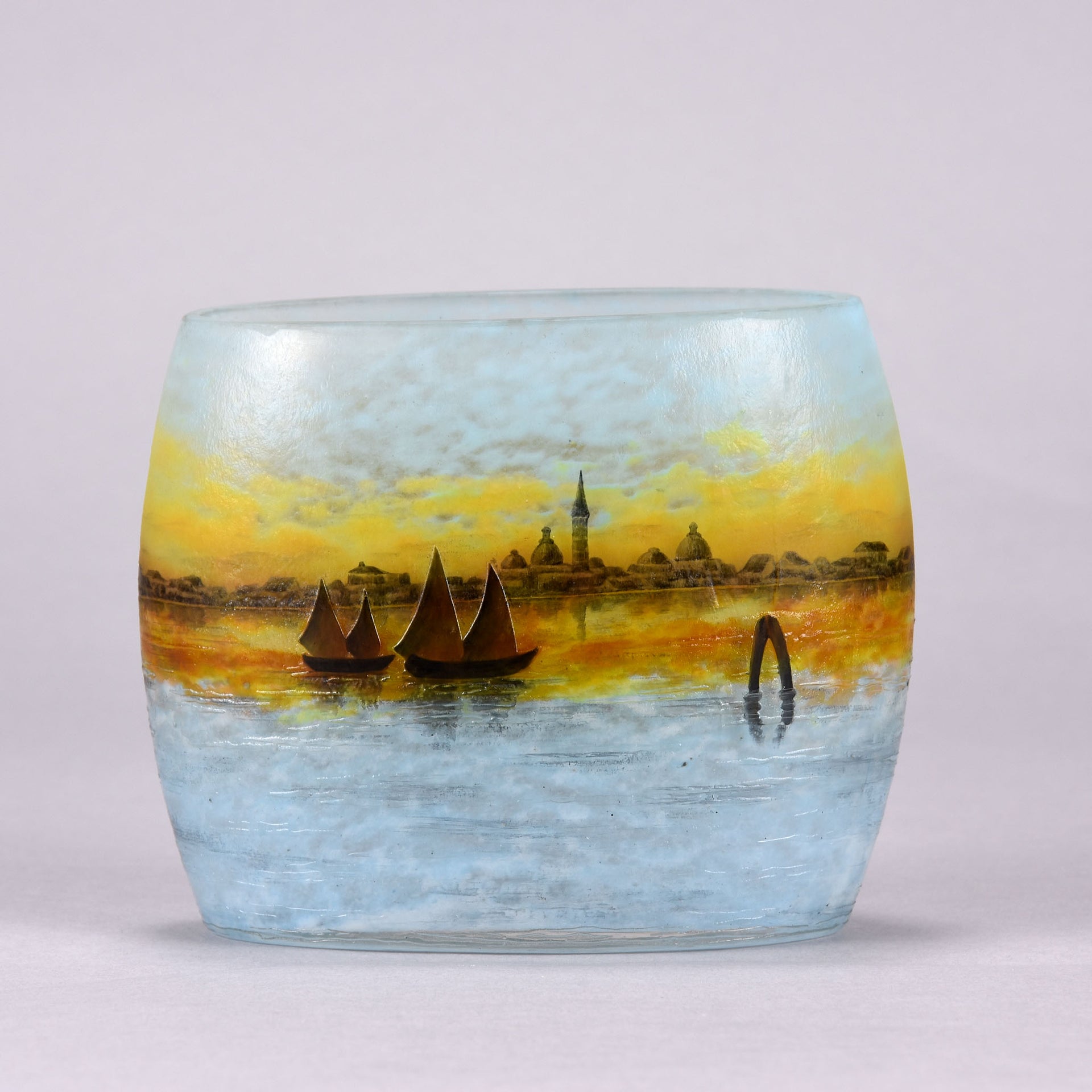 Daum Venetian Landscape - Art Nouveau Cameo Vase - Hickmet Fine Arts