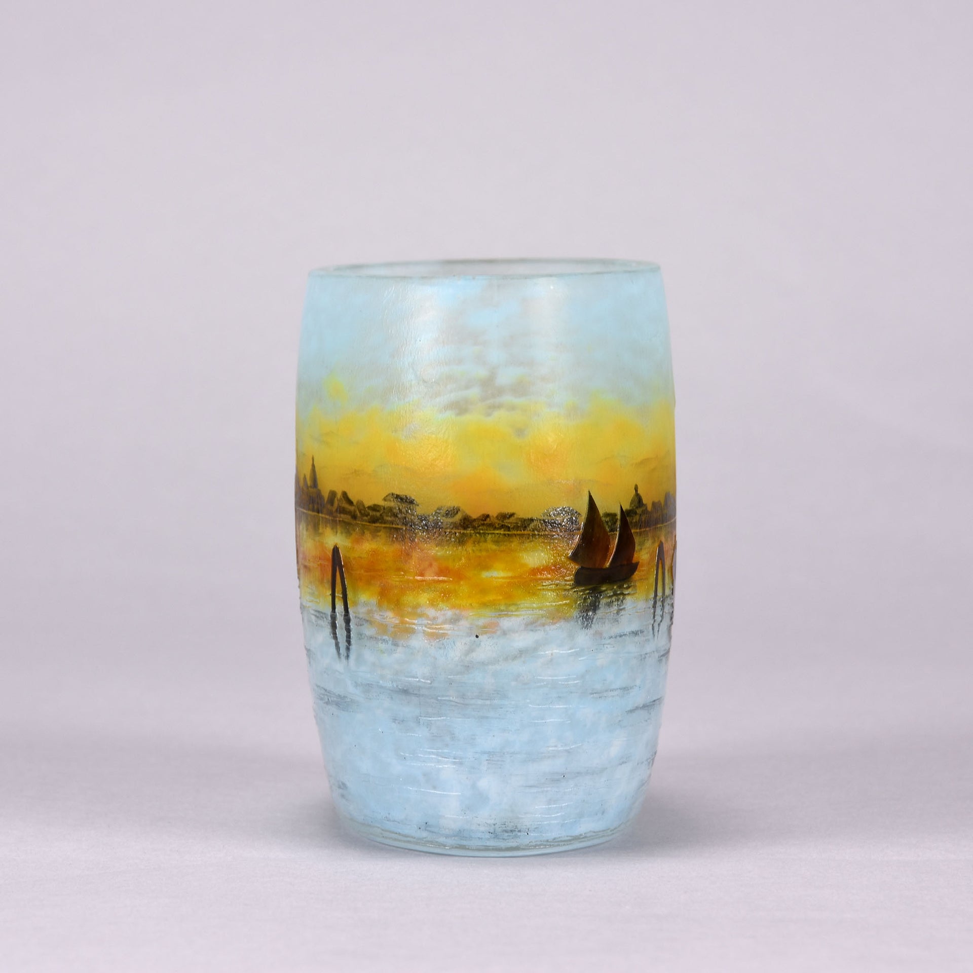 Daum Venetian Landscape - Art Nouveau Cameo Vase - Hickmet Fine Arts