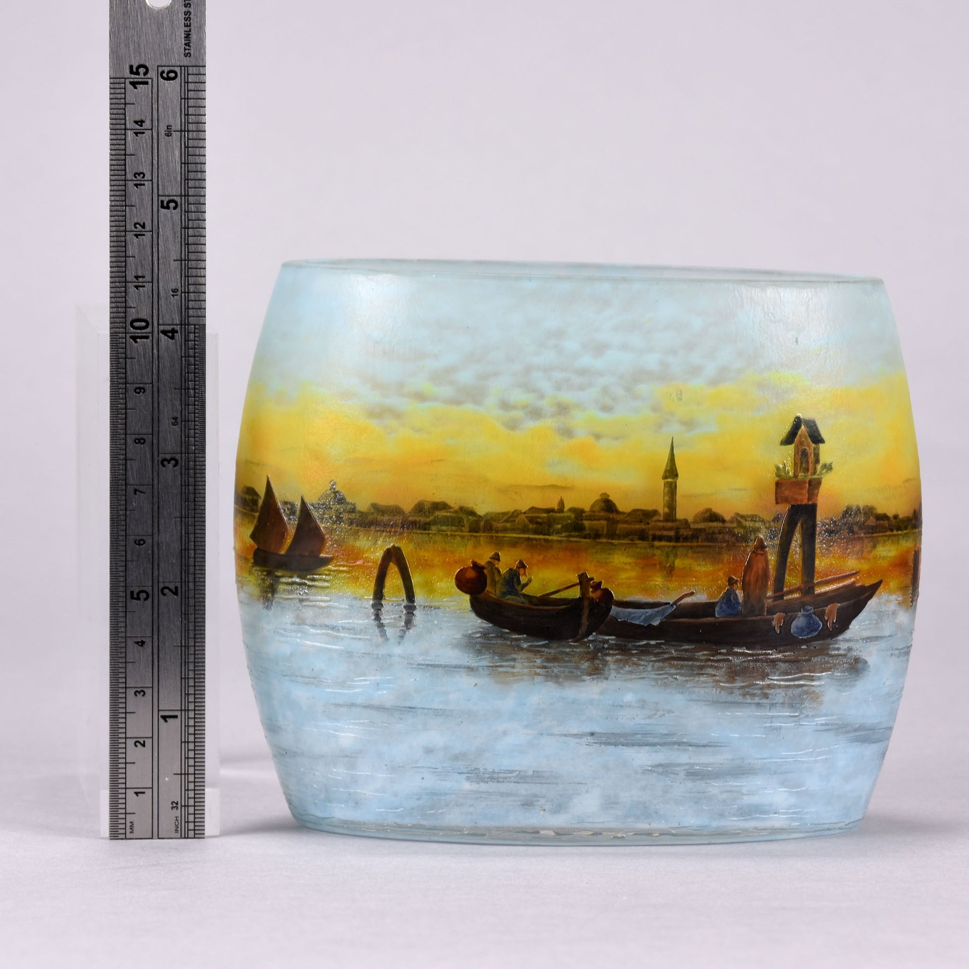 Daum Venetian Landscape - Art Nouveau Cameo Vase - Hickmet Fine Arts