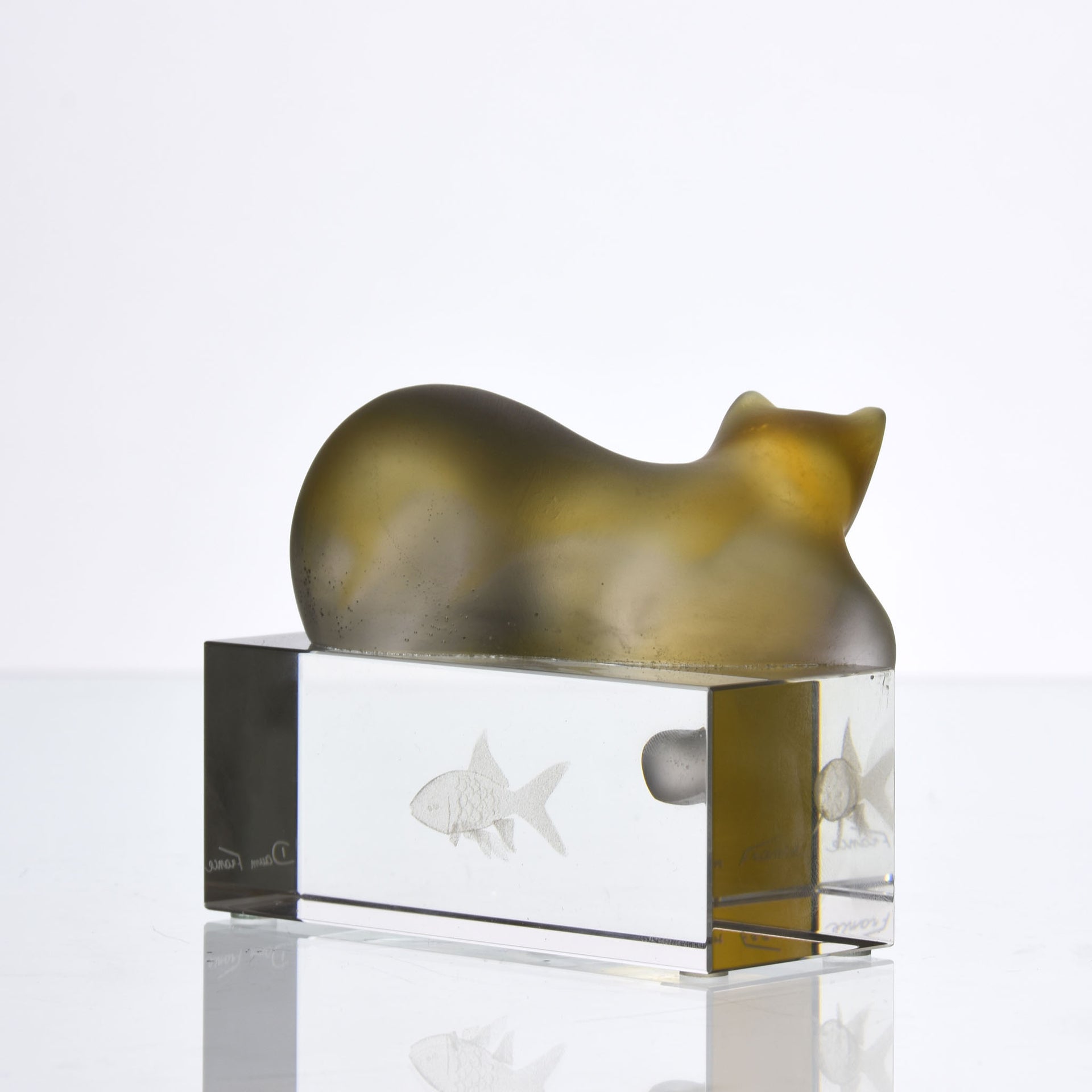 Daum Cat & Fish - Daum Glass - Hickmet Fine Arts 
