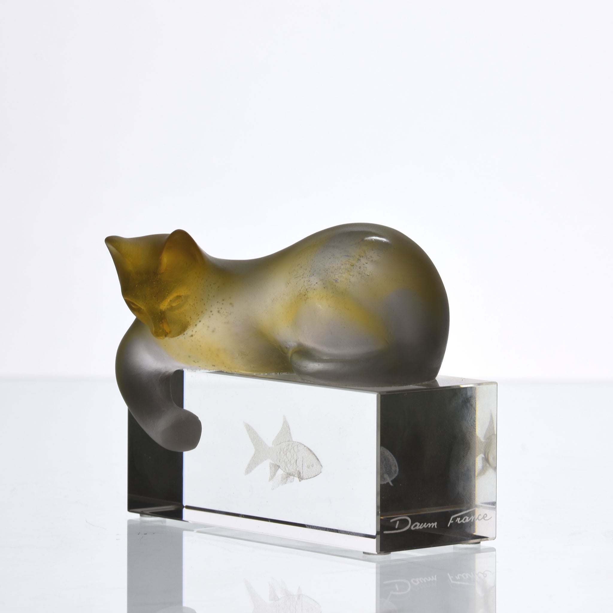 Daum Cat & Fish - Daum Glass - Hickmet Fine Arts