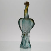 Heron by Daum Glass a fabulous pate de verre glass study of a heron standing in an alert position exhibiting attractive translucent colours ranging from a red/orange to a light blue