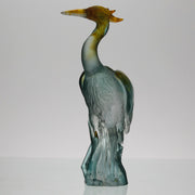 Heron by Daum Glass a fabulous pate de verre glass study of a heron standing in an alert position exhibiting attractive translucent colours ranging from a red/orange to a light blue