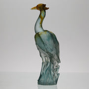 Heron by Daum Glass a fabulous pate de verre glass study of a heron standing in an alert position exhibiting attractive translucent colours ranging from a red/orange to a light blue
