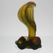 Rearing Cobra by Daum Glass a limited edition French glass figure of a rearing cobra. The striking pate-de-verre model in naturalistic variegated green colour 