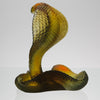Rearing Cobra by Daum Glass a limited edition French glass figure of a rearing cobra. The striking pate-de-verre model in naturalistic variegated green colour 