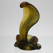 Rearing Cobra by Daum Glass a limited edition French glass figure of a rearing cobra. The striking pate-de-verre model in naturalistic variegated green colour 
