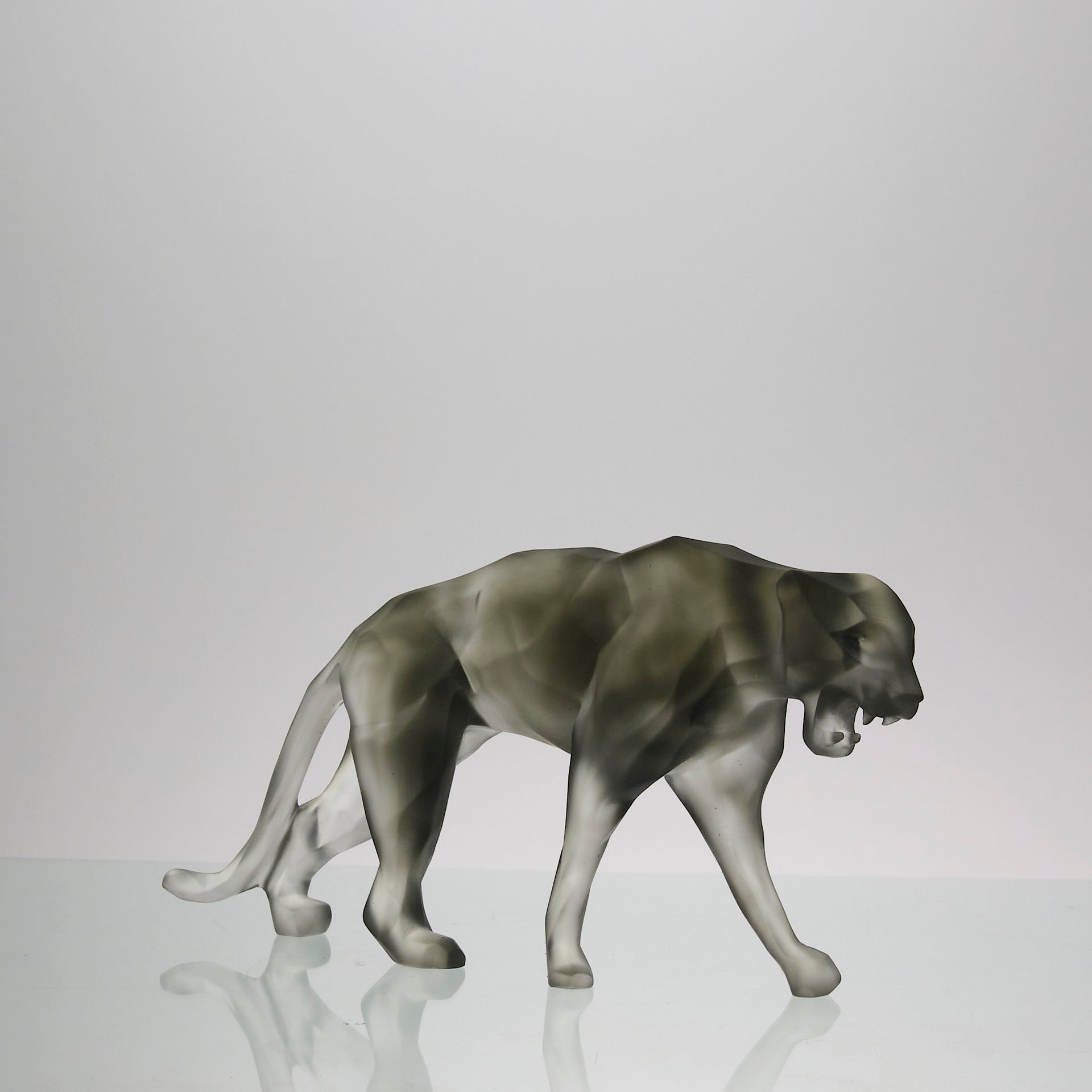 Grey Wild Panther by Richard Orlinski for Daum Glass a stunning limited edition coloured pate de verre glass study of a majestic prowling panther
