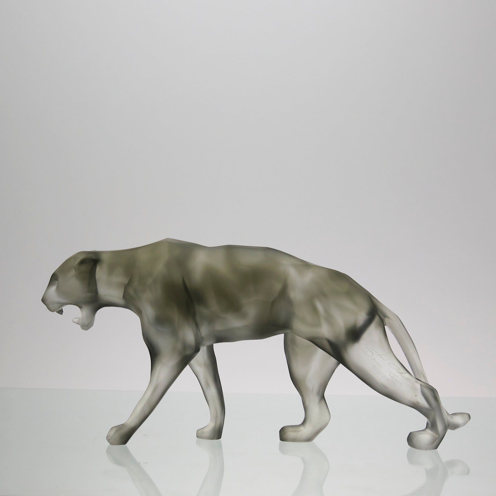 Grey Wild Panther by Richard Orlinski for Daum Glass a stunning limited edition coloured pate de verre glass study of a majestic prowling panther