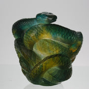 Serpent Vase by Daum Glass a stunning and most striking limited edition vase in the form of a coiled snake, exhibiting excellent translucent green and yellow colours