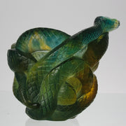 Serpent Vase by Daum Glass a stunning and most striking limited edition vase in the form of a coiled snake, exhibiting excellent translucent green and yellow colours