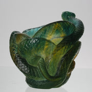 Serpent Vase by Daum Glass a stunning and most striking limited edition vase in the form of a coiled snake, exhibiting excellent translucent green and yellow colours