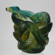 Serpent Vase by Daum Glass a stunning and most striking limited edition vase in the form of a coiled snake, exhibiting excellent translucent green and yellow colours
