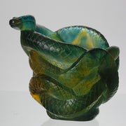 Serpent Vase by Daum Glass a stunning and most striking limited edition vase in the form of a coiled snake, exhibiting excellent translucent green and yellow colours