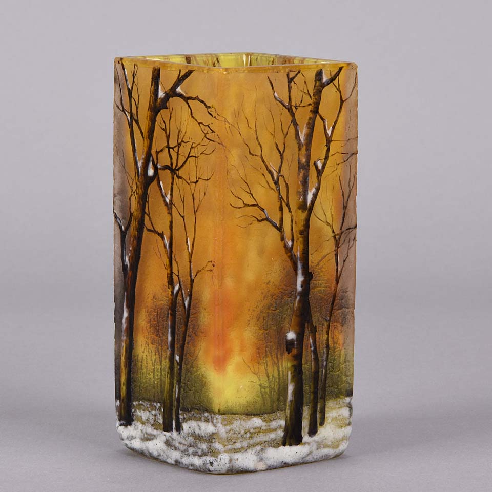 Daum Winter Vase - Daum Freres Paysage D'Hiver