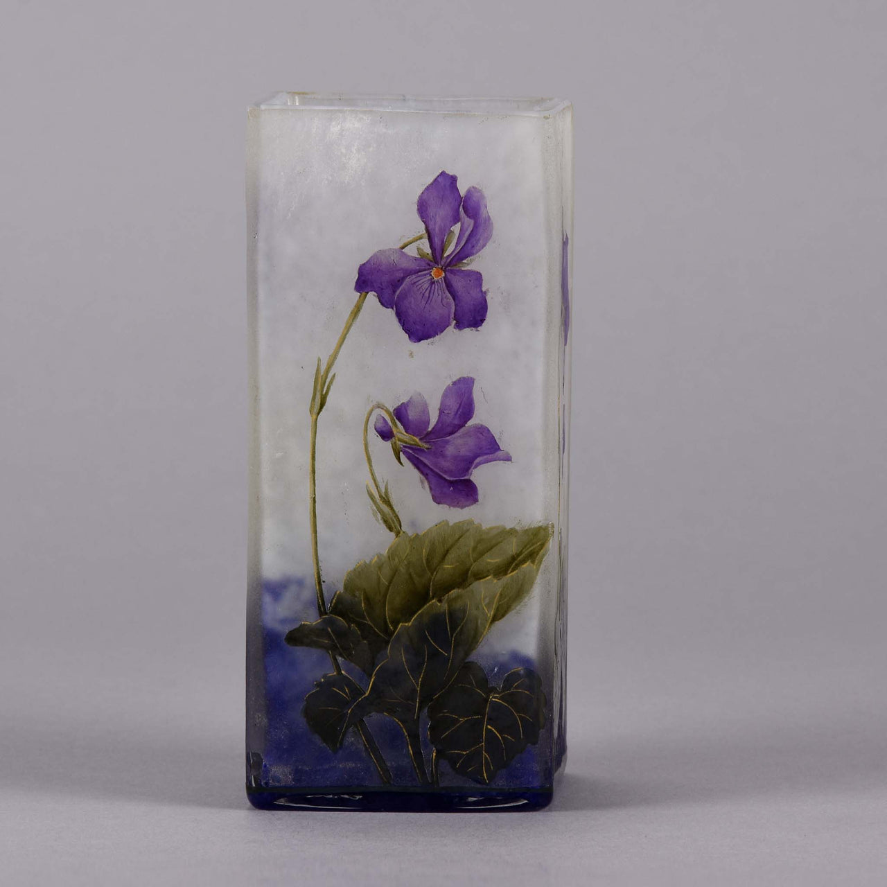 Daum Violettes Cameo Glass Vase