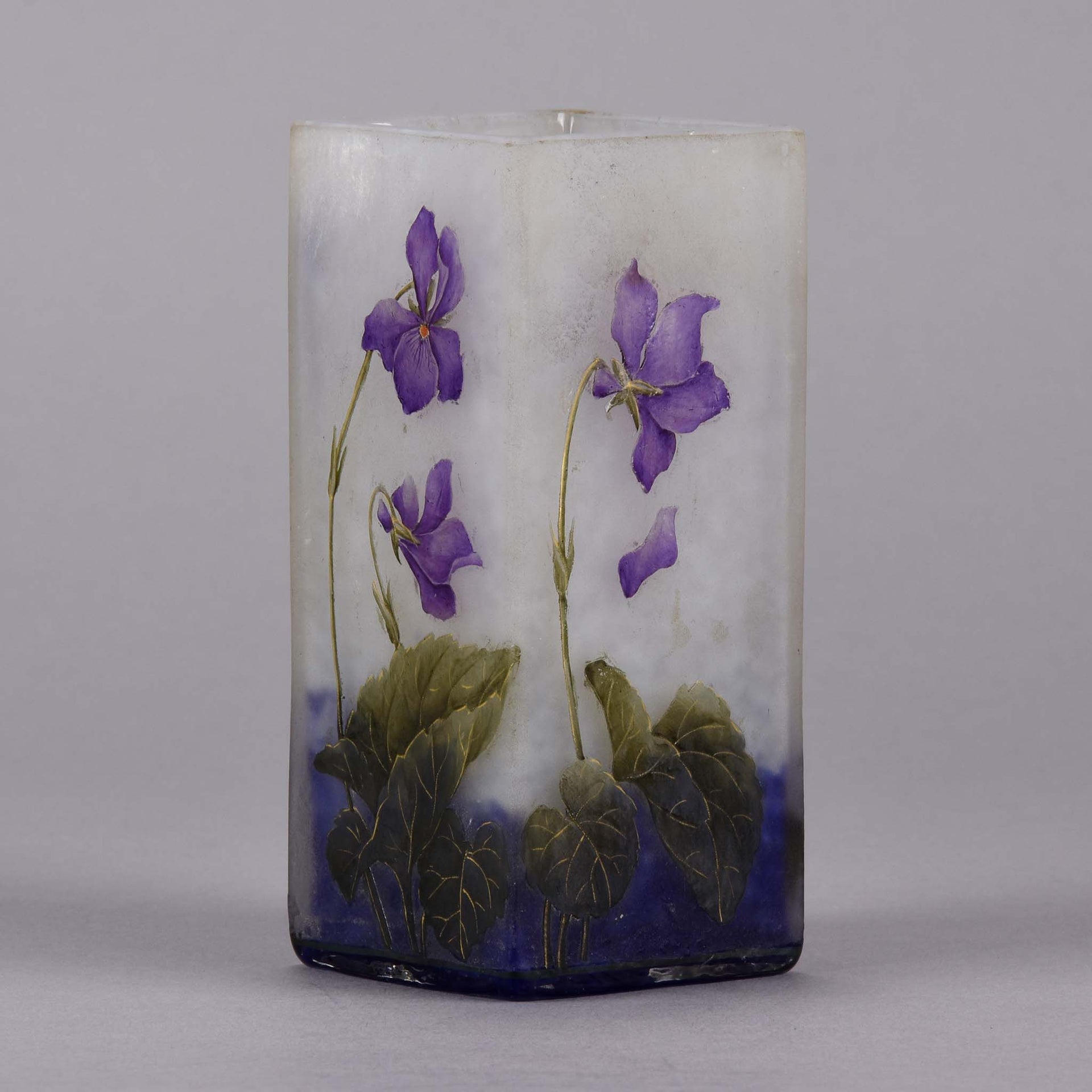 Daum Violettes Cameo Glass Vase