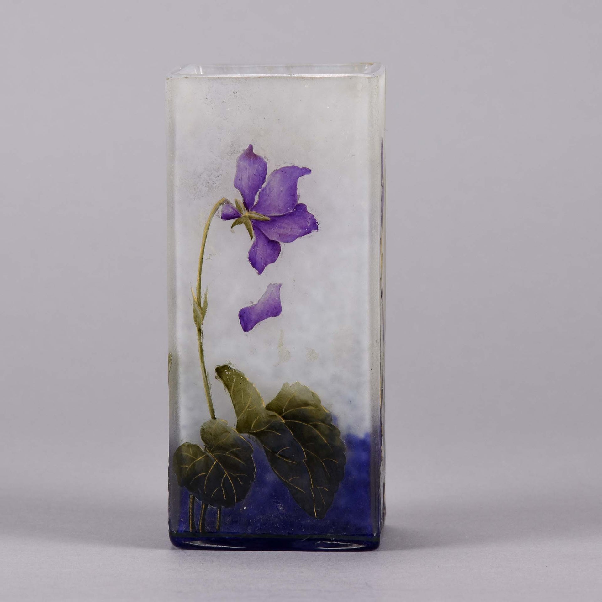 Daum Violettes Cameo Glass Vase